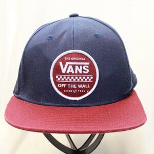 Vans Navy & Maroon Snapback Adjustable OFF THE WALL Patch Front Hat Cap